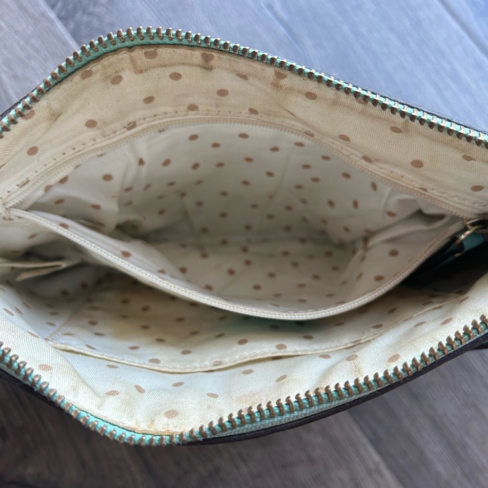 2/$70 Kate Spade ♠️ crossbody purse turquoise blue zipper long strap broken - Picture 7 of 11